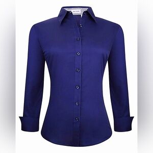Alex Vando Women’s Long Sleeve Dress Shirt- Navy